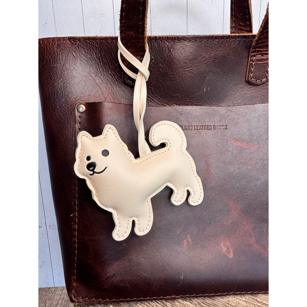 Husky Dog Purse Charm Husky Bag Charm Off White Husky Dog Puppy Charms Keychain - Picture 3 of 5